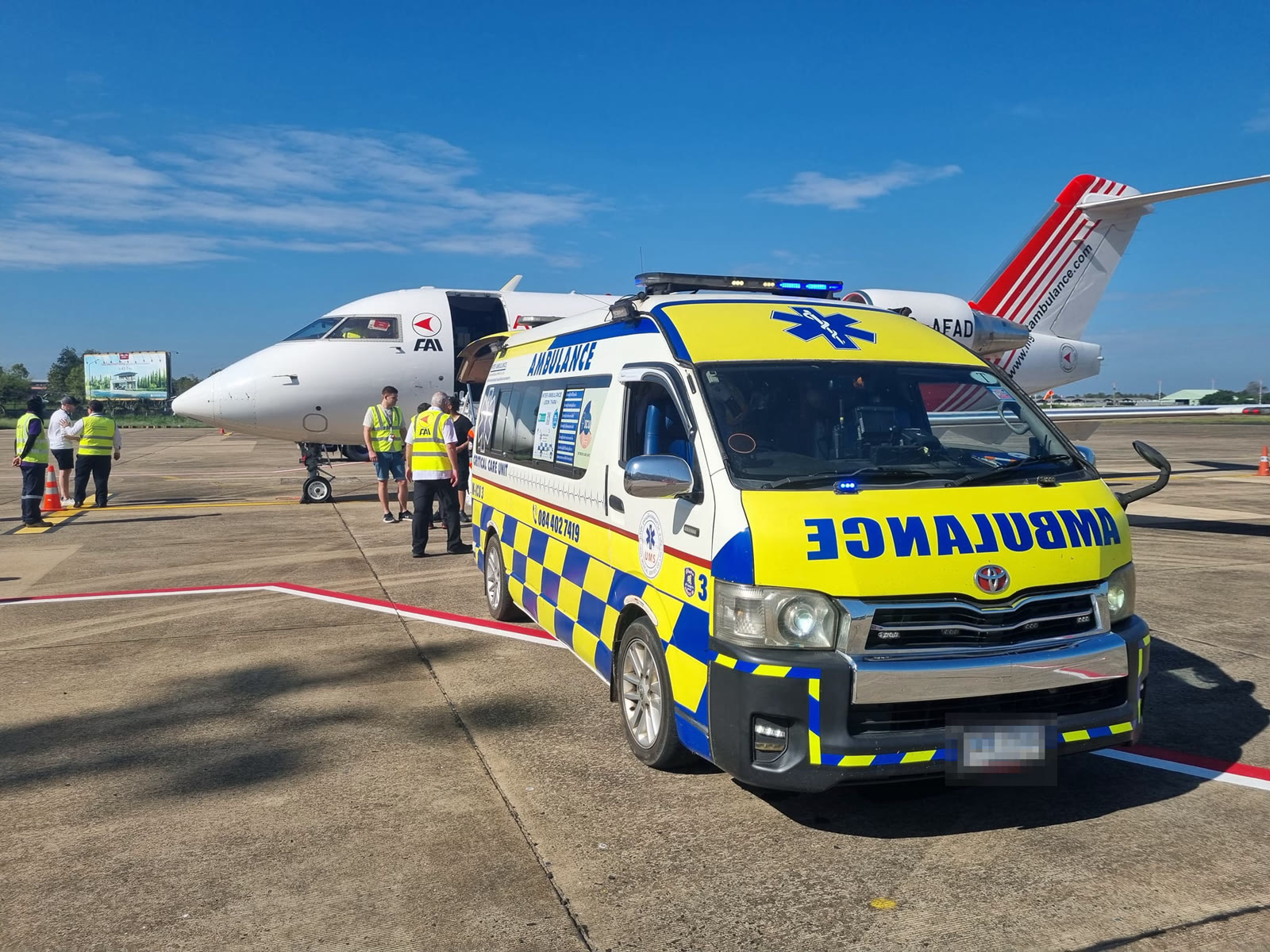 Inter Ambulance coordinating a medical airport transfer